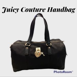 Juicy Couture Handbag Satchel Steffy Bag Classic Black Gold Heart Lock & Key